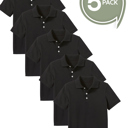 Black (5-Pack) 4 5-Pack School Uniform Tagless Polo Tshirt for Little Boys & Big Boys